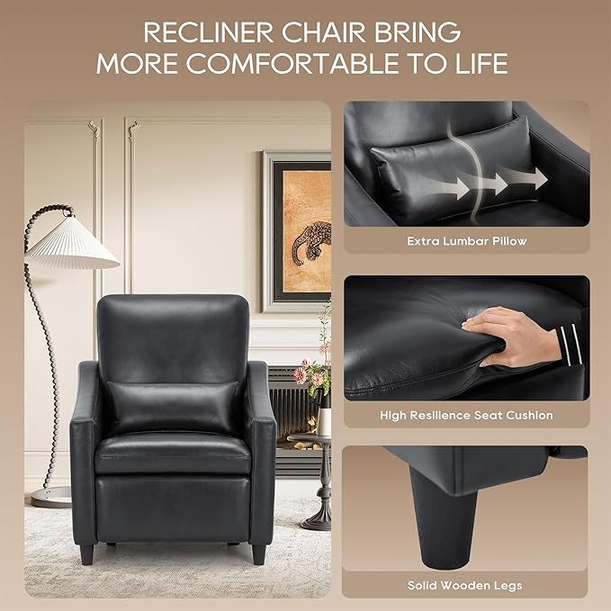 COLAMY Pushback Electric Recliner Chair, Premium Leather Upholstery - Image 8
