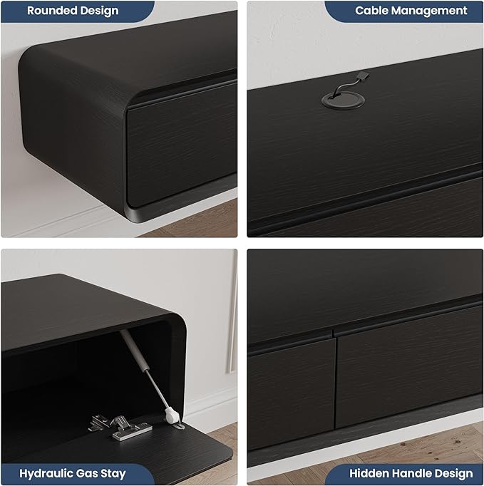 Fully-Assembled Minimalist Floating TV Stand, Modern Wall-Mounted Entertainment - Image 4