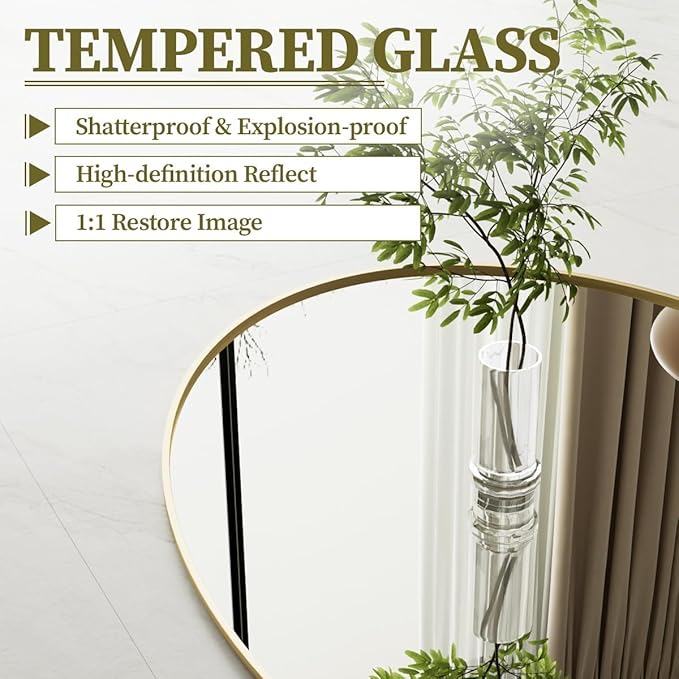 Koonmi Gold Oval Bathroom Mirror, Oval Mirror - Image 4