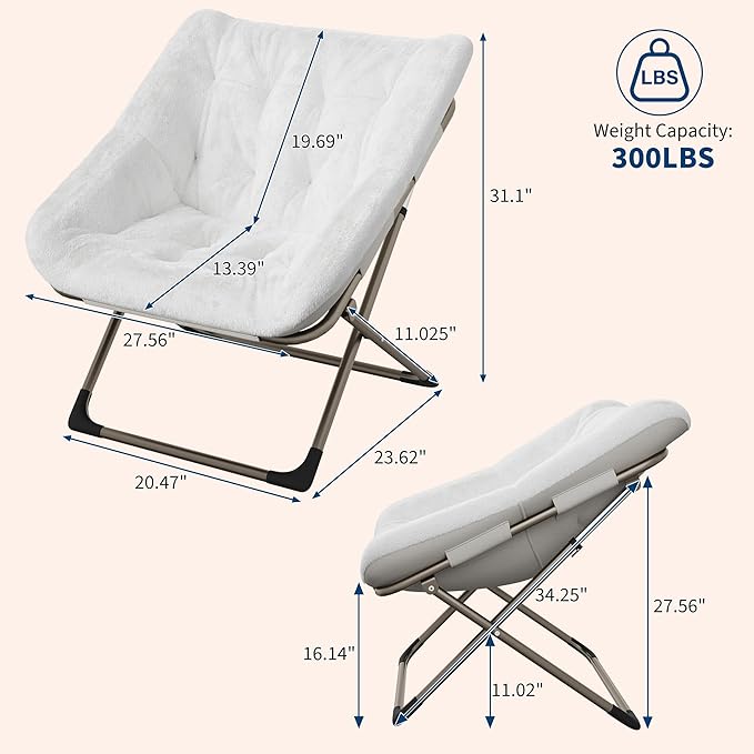 Comfy Chair for Adults, Foldable Living Room Chairs, Soft Faux Fur Folding - Image 3