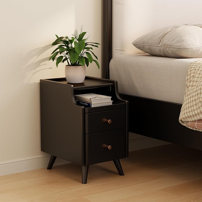 Wood Nightstand, Bedside Table for Bedroom by AQIMUELE-Solidwoodfurniture