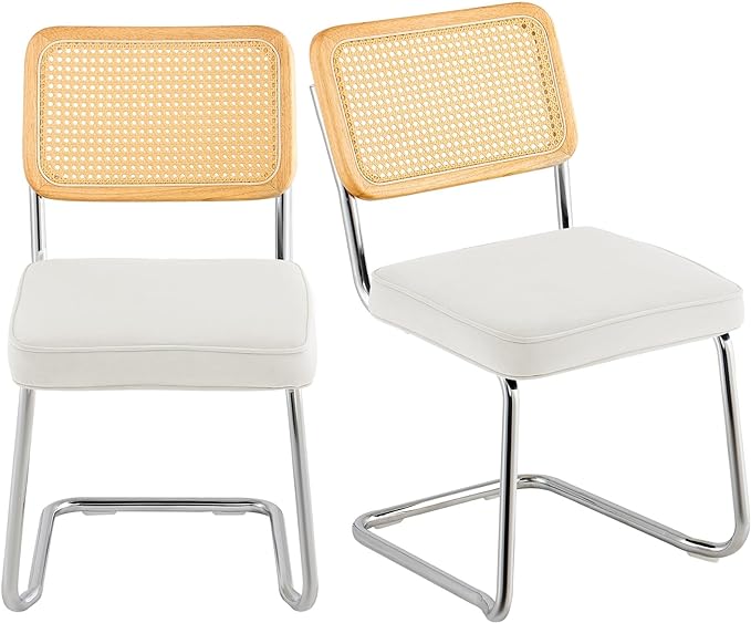 VEVOR Rattan Chairs Set of 2, Mid Century Modern Dining Chair, Upholstered by VEVOR