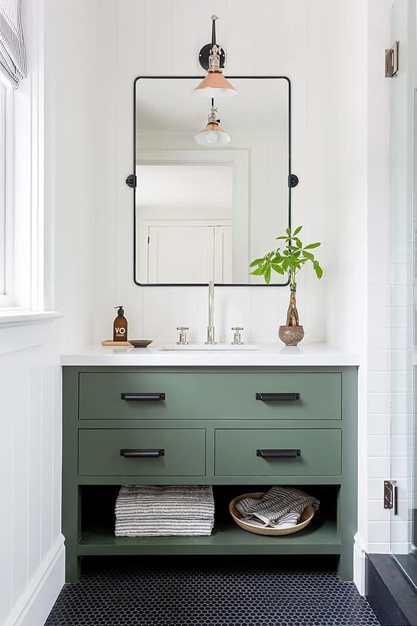 TEHOME 30 x 40'' Oil Rubbed Bronze Pivot Bathroom Mirror Tilt Vanity Mirror - Image 8