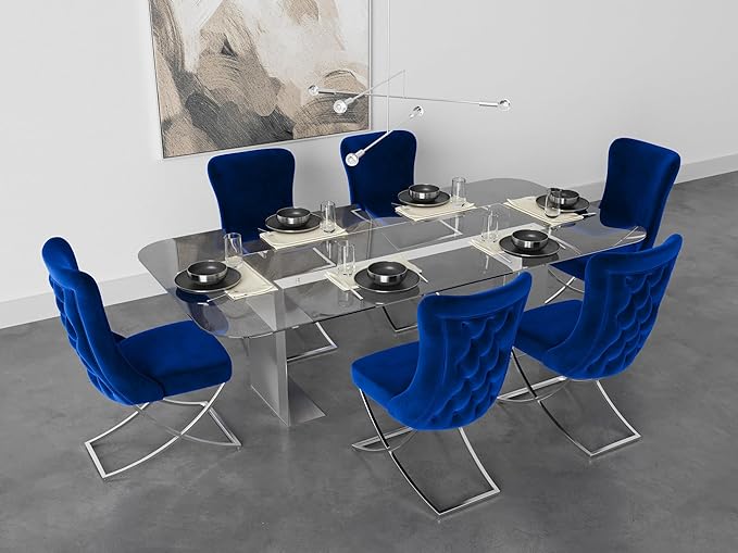 Ottomanson Royal Dining Chairs Set of 8 – Upholstered Tufted Microfiber - Image 6
