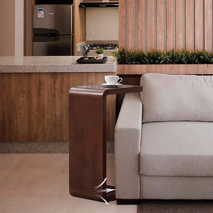 C Shaped End Table, Solid Wood C Side Table - Image 4
