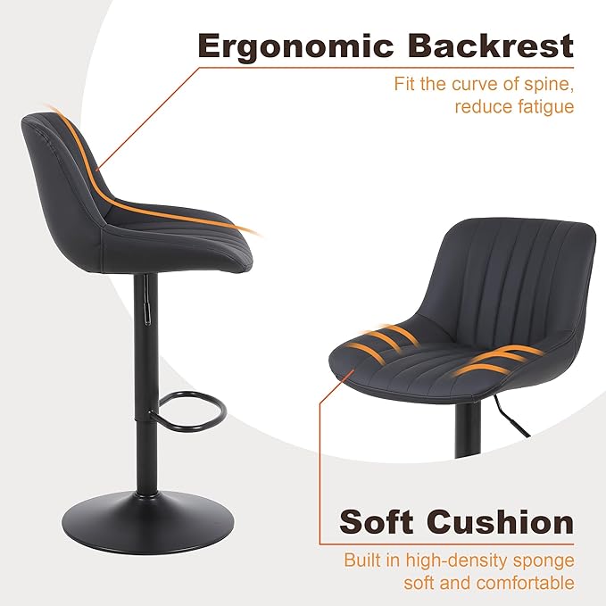 Bar Stools Set of 3, Swivel Counter Height Barstools - Image 6