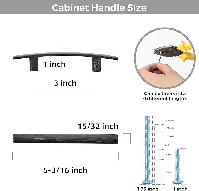 5 Pack Cabinet Handles 3" Hole Center - Image 3