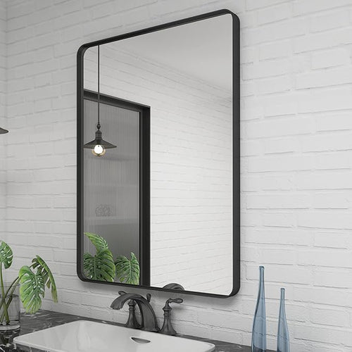 24x36 Inch Black Framed Mirror for Wall, Matte Black Bathroom Rectangle Mirror by CHARMOR