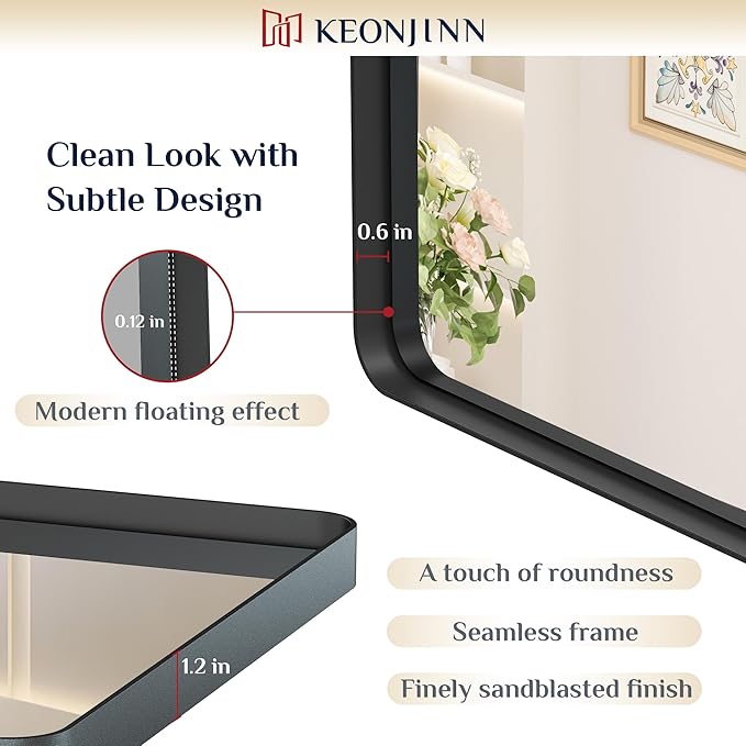 Keonjinn Black Bathroom Mirrors - Image 3