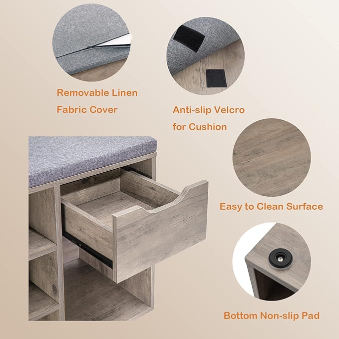 DINZI LVJ Shoe Bench, Entryway Storage Bench - Image 5