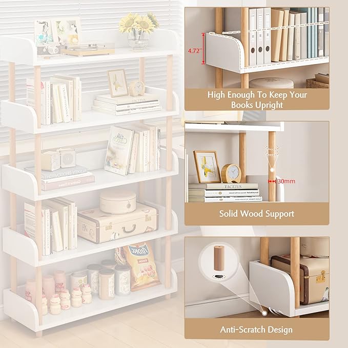 5-Tier Wooden Open Bookcase - Image 6