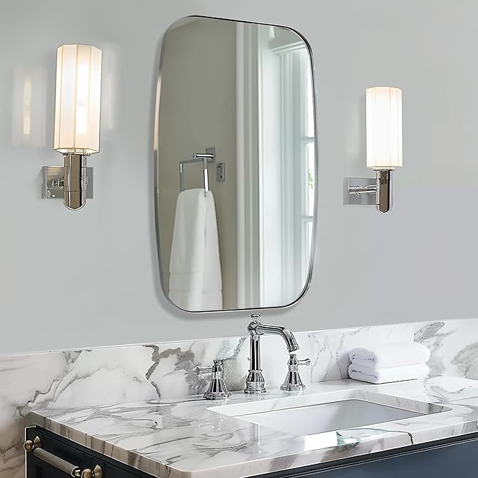 ANDY STAR Chrome Bathroom Mirror, 24x40 Inch Polished Chrome Oval Mirror - Image 8
