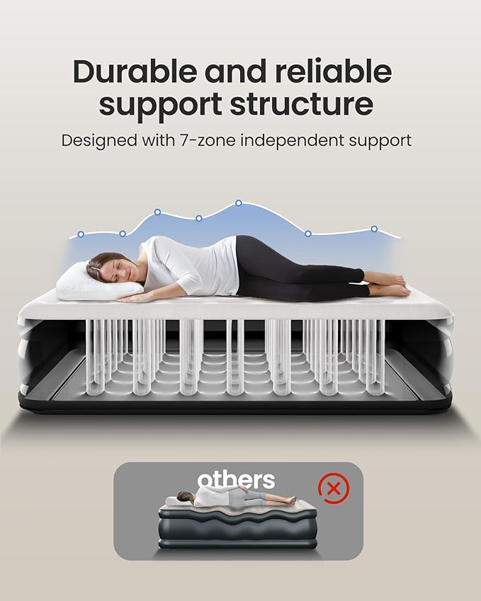 OhGeni Air Mattress Queen with Built in Pump, Blow Up Colchones Inflables - Image 7
