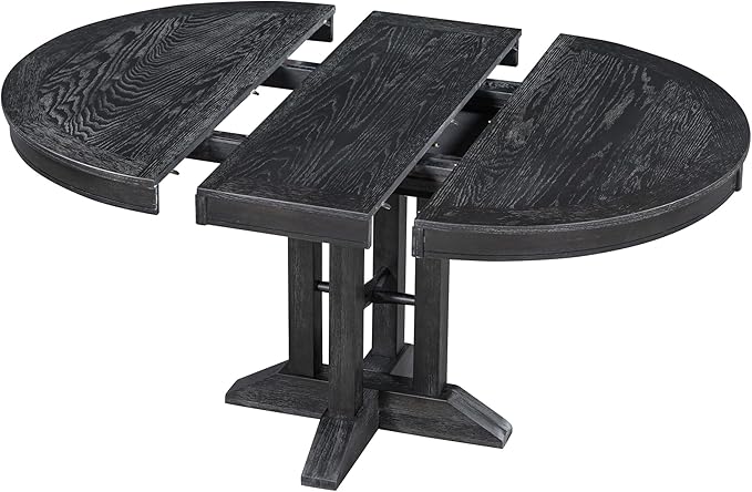 Need Extendable Farmhouse Round Dining Table, 48-60 Inch Pedestal Base Kitchen - Image 6
