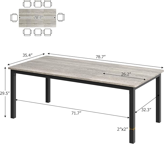 GarveeHome 78.7in Industrial Dining Table - Image 2