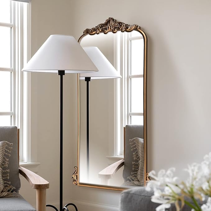 WAMIRRO Arched Mirror, Vintage Black Traditional Vintage Ornate Baroque Mirrors by WAMIRRO