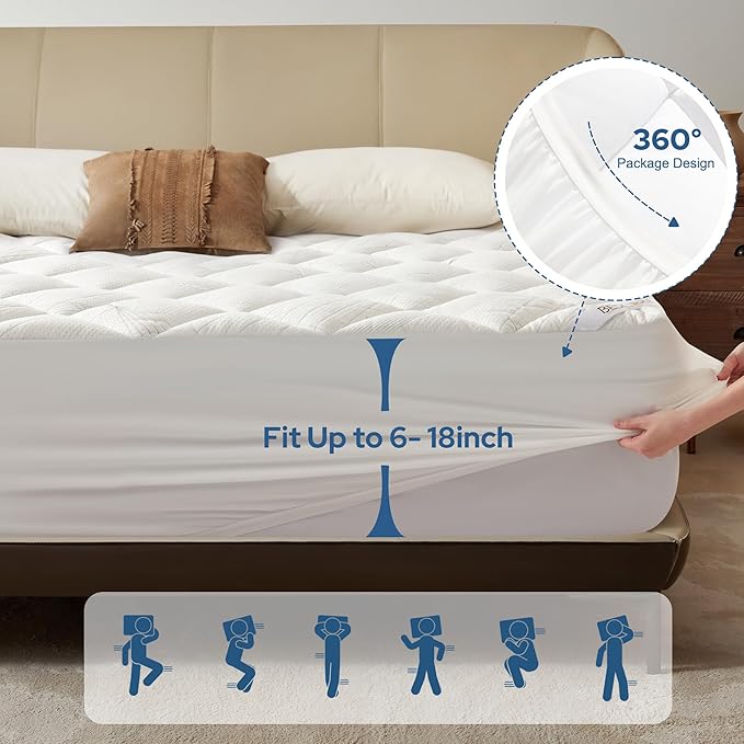 BEDLORE King Mattress Topper, Viscose Made from Bamboo Soft Pillow Top Mattress - Image 6