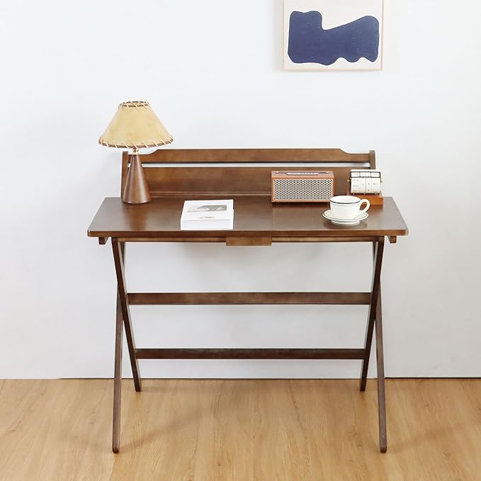 Solid Wood Folding Desk, Foldable Computer Desk by AutoHenair