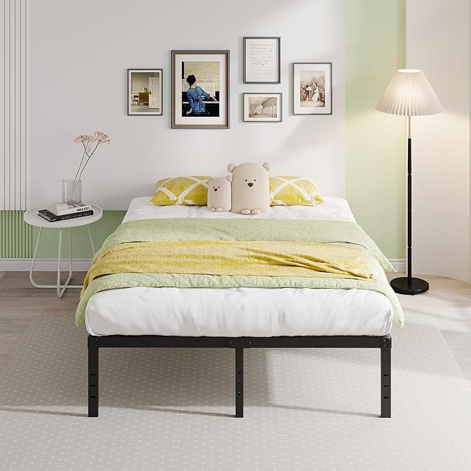 EMODA 16 Inch Black California King Bed Frames Heavy Duty Metal Platform No Box - Image 7