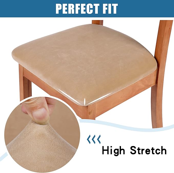 Smiry Velvet Seat Covers for Dining Room Chair Set of 6, Stretch Fit Removable - Image 4