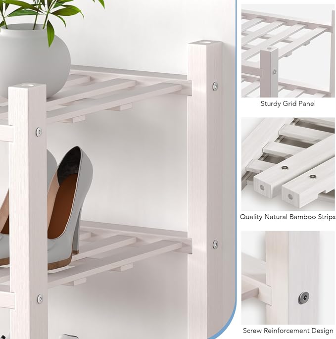 Haddockway small 3 Tier Bamboo Shoe Rack Storage Organizer, Small Space - Image 4