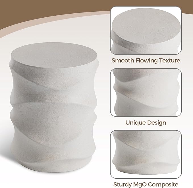 COSIEST Set of 2 Outdoor Side Table, 2 Pieces Concrete Side Table - Image 4