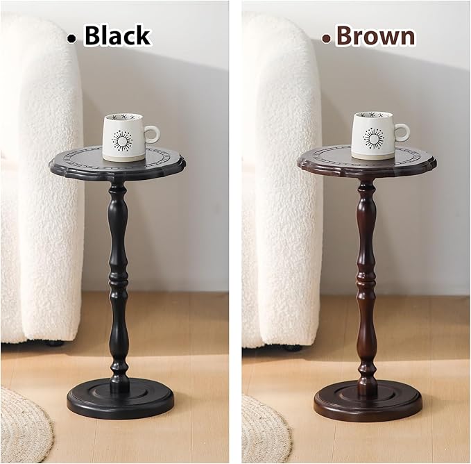 Drink Table, Small Side Table for Small Spaces, Round Solid Wood Modern Accent - Image 9