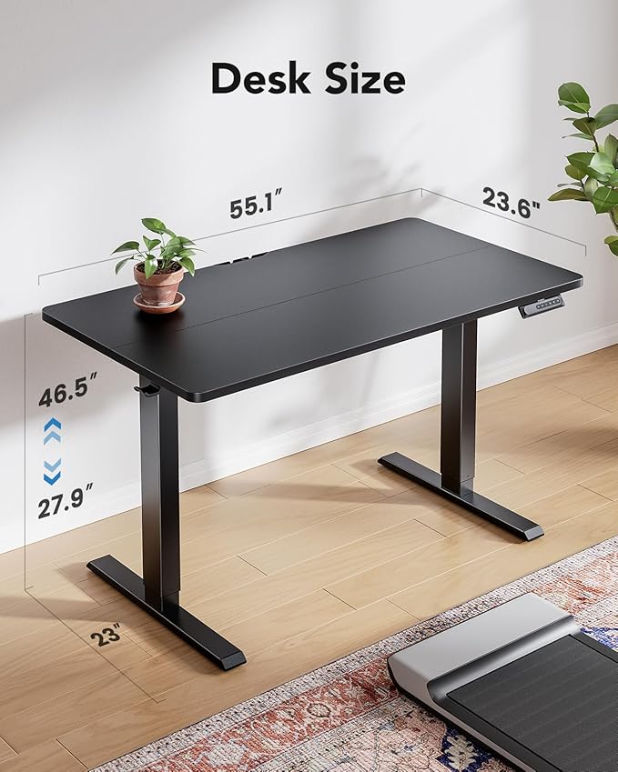 HUANUO 55" x 24" Electric Standing Desk Adjustable Height, 4 Memory Height - Image 3