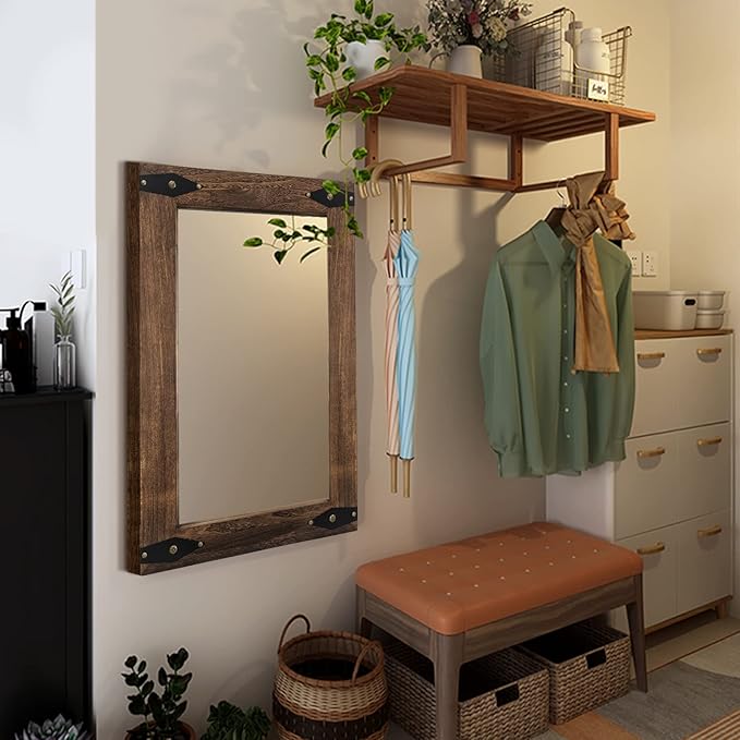 blue page Mirror for Wall, Rustic Wood Mirror - Image 5