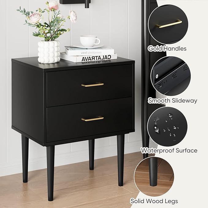 Smart FENDE Night Stand, Mid Century Modern End Table, Wood Night Stand - Image 3