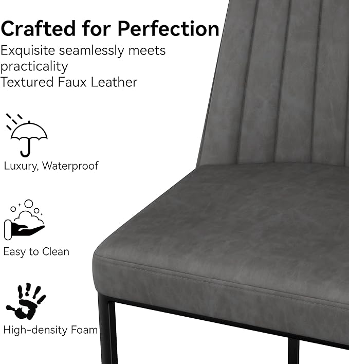 Bar Stools Set of 2, Faux Leather Counter Height Barstools, Upholstered Kitchen - Image 4