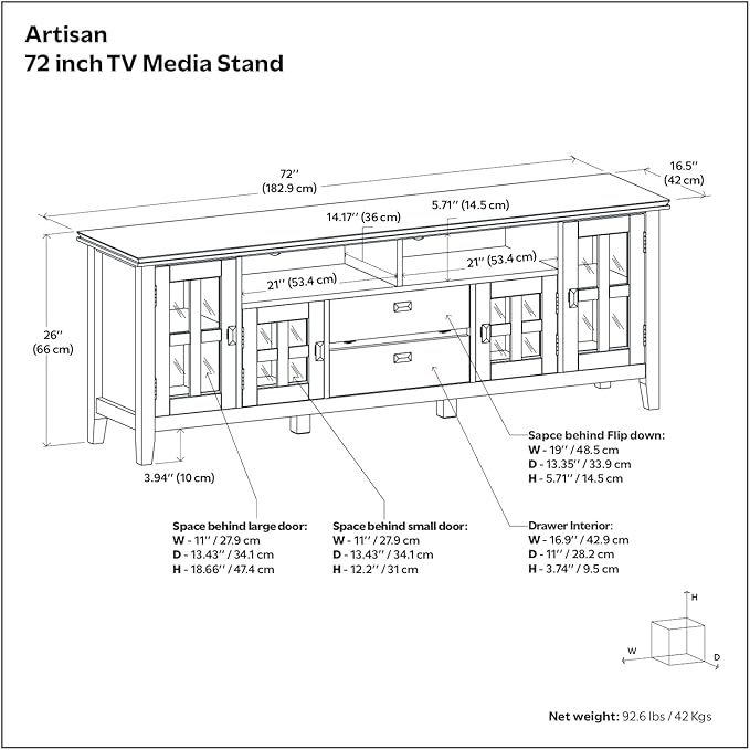 SIMPLIHOME Artisan SOLID WOOD 72 inch Wide Contemporary TV Media Stand in - Image 13