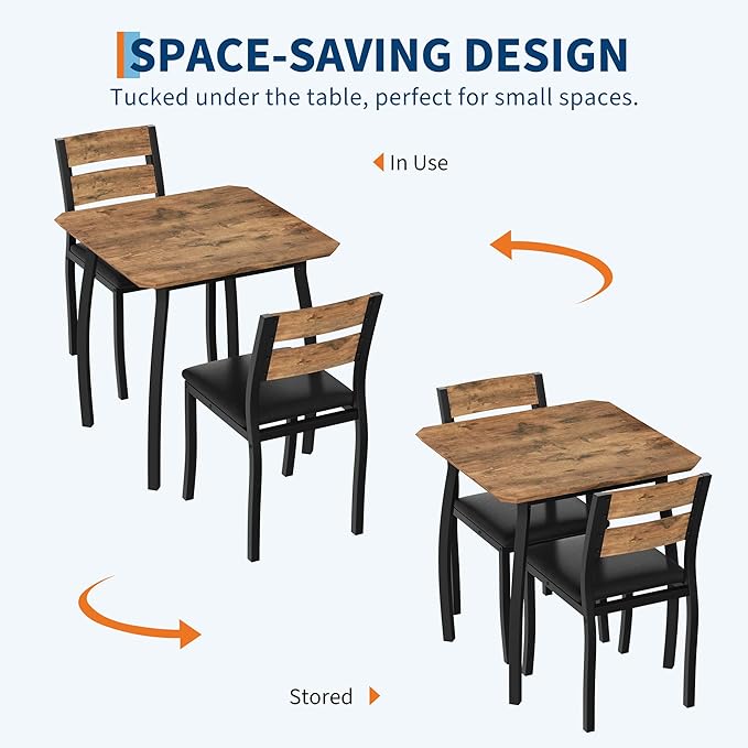GAOMON Dining Table Set for 2, 3 Piece Small Kitchen Table and 2 Upholstered - Image 3