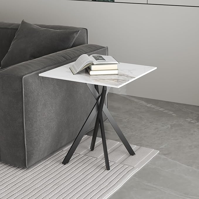 White Marble Side Coffee Table Set of 2 - Image 2