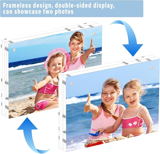 HELPLEX Acrylic Frames, 2 Pack 8.5x11, 24mm Thicker Frameless Clear Frame - Image 4