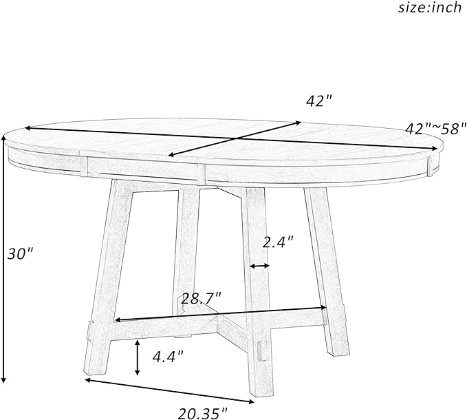 Farmhouse Style Expandable Round to Oval Dining Table - Image 2