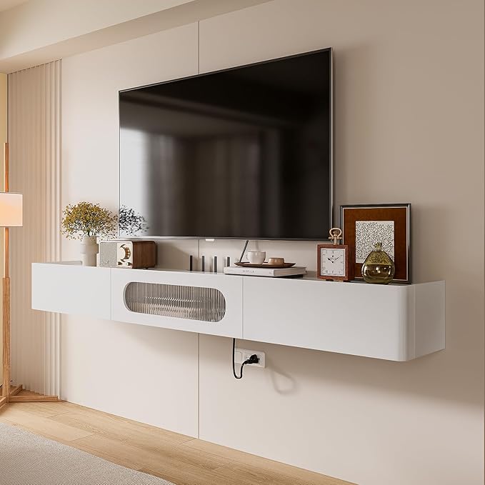 Floaticase Floating TV Stand, 78IN Fully Assembled Hign Gloss Wall Mounted TV - Image 4