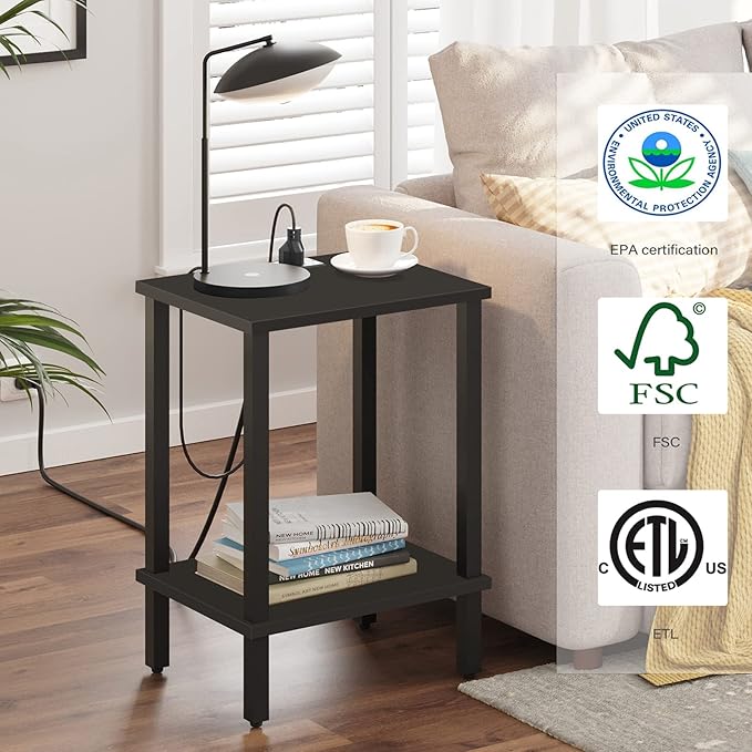 TUTOTAK End Table with Charging Station, Side Table with USB Ports and Outlets - Image 4