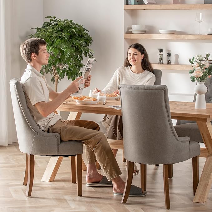 COLAMY Wingback Upholstered Dining Chairs Set of 2, Fabric Side Dining Room - Image 4