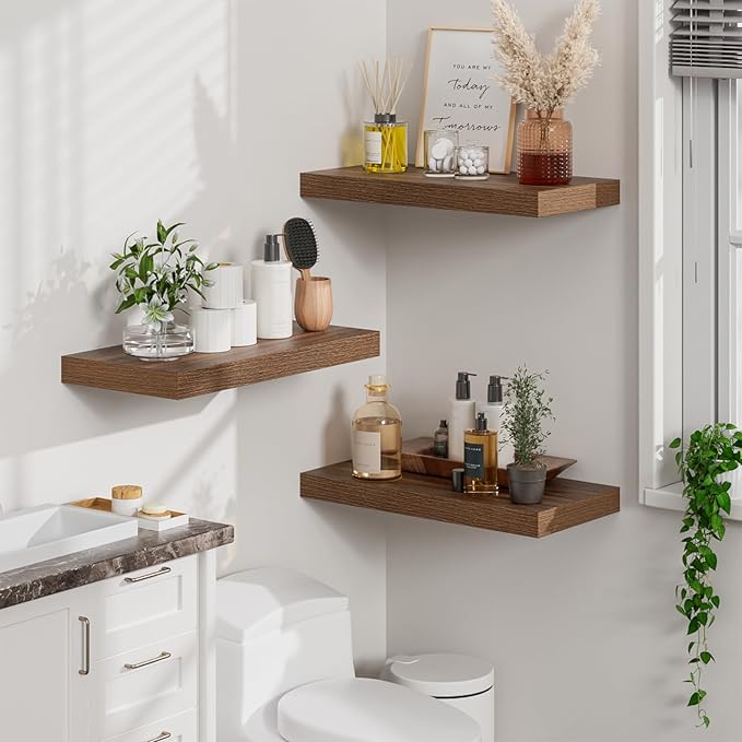 Heimlove 12" Deep Walnut Floating Shelves - Image 6