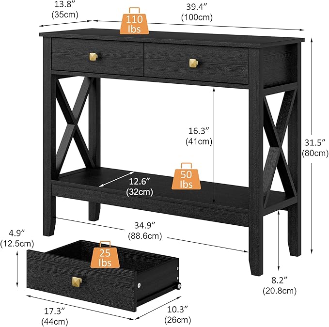 Console Table, Sofa Table 13.8" D x 39.37" W x 31.5" HEntryway Table - Image 3