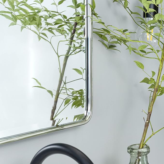 TEHOME 40x30'' Chrome Pivot Mirror Horizontal 30x40'' Metal Framed Rectangle - Image 6