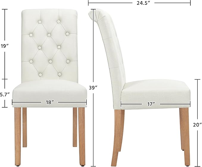 Yaheetech Dining Chairs Set of 2 Fabric Upholstered Dining Room Chairs - Image 3