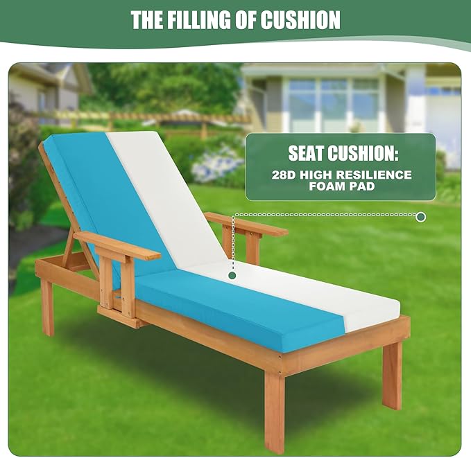 Chaise Lounge Cushions Outdoor Set of 4 - Image 3