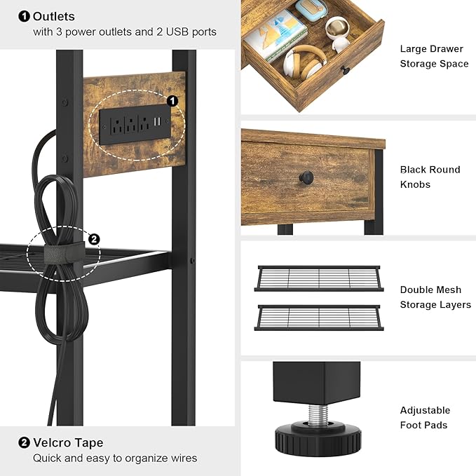 Ecoprsio Entryway Table with Outlets and USB Ports, Console Table with 2 Drawers - Image 4