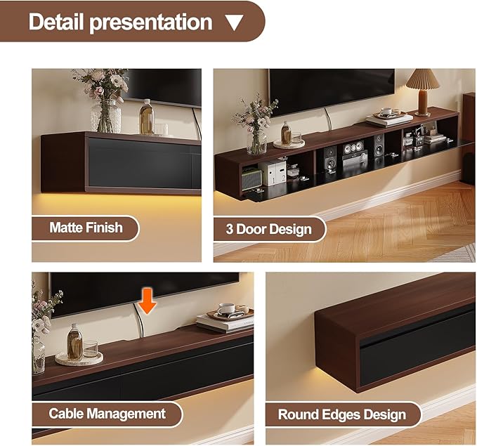 Floating TV Stand Matte Finish, Floating TV Console, Under TV Shelf - Image 8