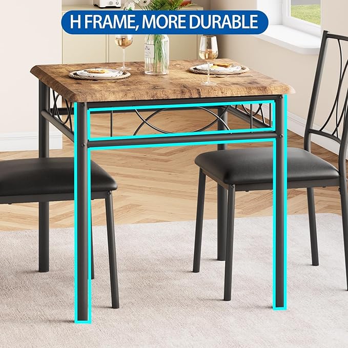 IDEALHOUSE Dining Table Set for 2, Square 3 Piece Kitchen Room Sets - Image 6