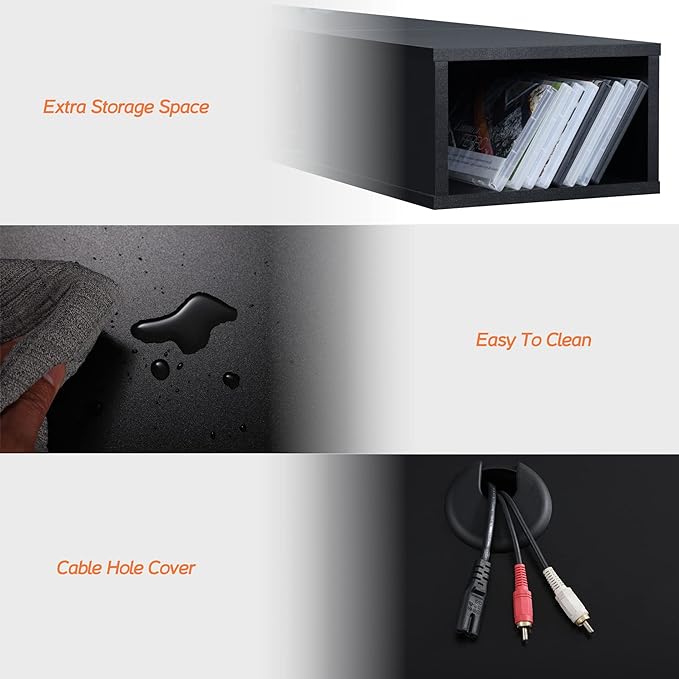 WAMPAT 70 inch Black Floating TV Stand, Entertainement Center Wall Mount - Image 4