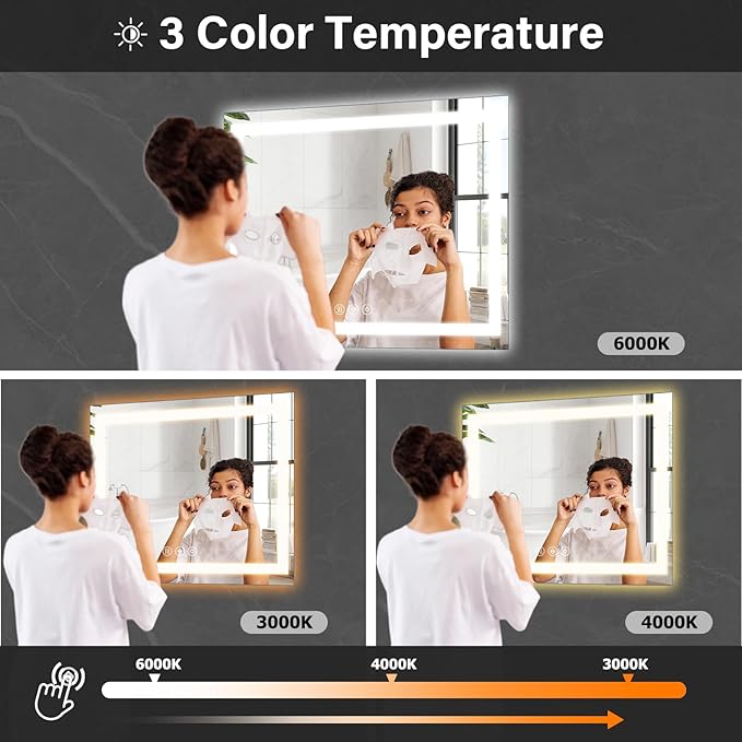 36x36 LED Bathroom Mirror, Backlit + Front Lit, LED Bathroom Mirror - Image 8
