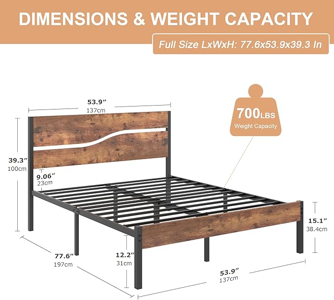 VECELO Full Size Bed Frame - Image 2